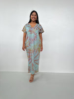 Mala Handworks Alisa Petite Cotton Kaftan in Aqua and Plum Tie Dye
