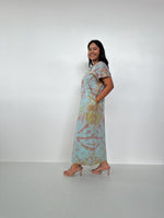 Mala Handworks Alisa Petite Cotton Kaftan in Aqua and Plum Tie Dye