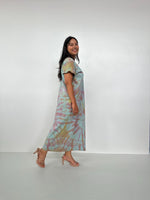 Mala Handworks Alisa Petite Cotton Kaftan in Aqua and Plum Tie Dye