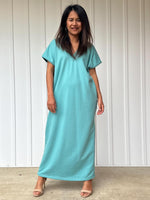 Mala Handworks Alisa Petite Cotton Kaftan in Aqua