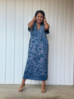 Mala Handworks Alisa Petite Cotton Kaftan in Azure Tidal Tie Dye