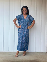 Mala Handworks Alisa Petite Cotton Kaftan in Azure Tidal Tie Dye