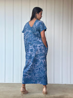Mala Handworks Alisa Petite Cotton Kaftan in Azure Tidal Tie Dye