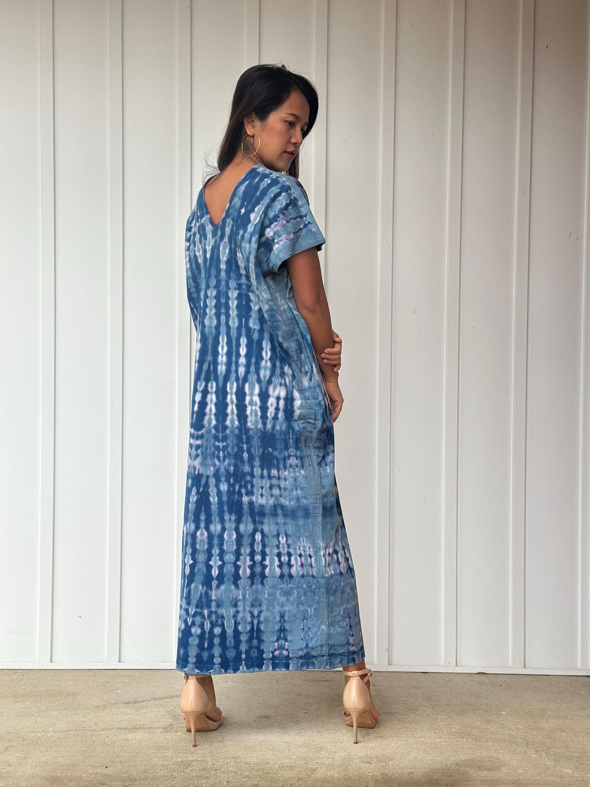 Mala Handworks Alisa Petite Cotton Kaftan in Azure Tie Dye