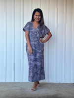 Mala Handworks Alisa Petite Cotton Kaftan in Dark Gray Tie Dye