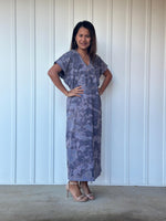 Mala Handworks Alisa Petite Cotton Kaftan in Dark Gray Tie Dye