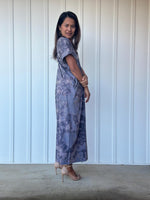 Mala Handworks Alisa Petite Cotton Kaftan in Dark Gray Tie Dye