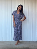 Mala Handworks Alisa Petite Cotton Kaftan in Dark Gray Tie Dye