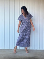 Mala Handworks Alisa Petite Cotton Kaftan in Dark Gray Tie Dye