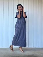 Mala Handworks Alisa Petite Cotton Kaftan in Dark Gray