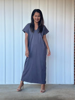 Mala Handworks Alisa Petite Cotton Kaftan in Dark Gray