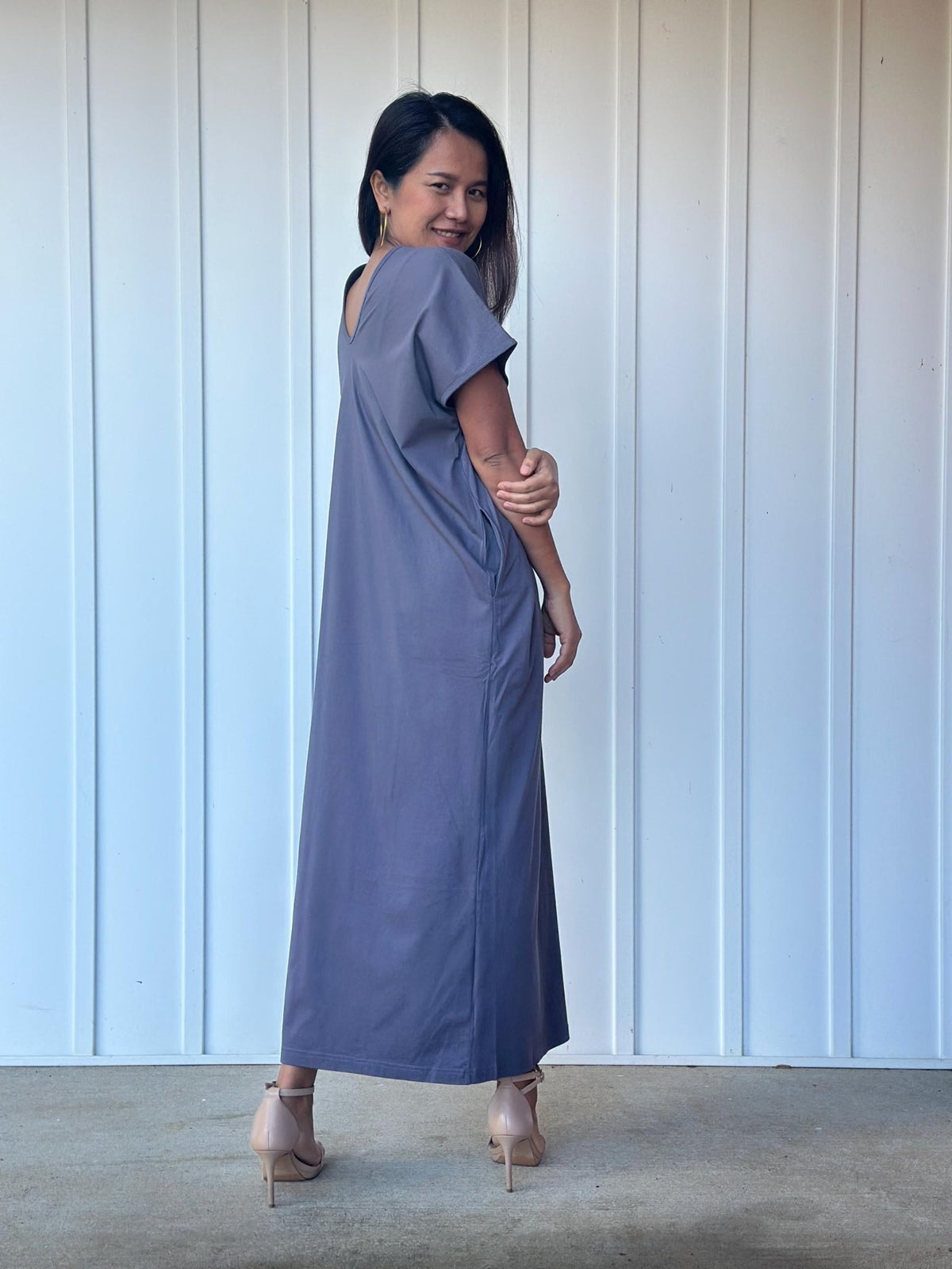 Mala Handworks Alisa Petite Cotton Kaftan in Dark Gray