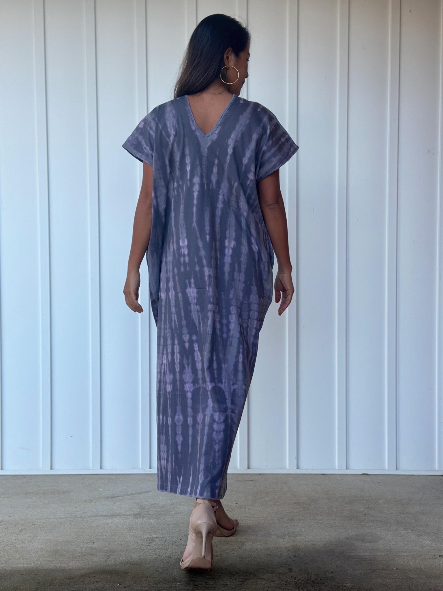 Mala Handworks Alisa Petite Cotton Kaftan in Dark Lavender Tie Dye