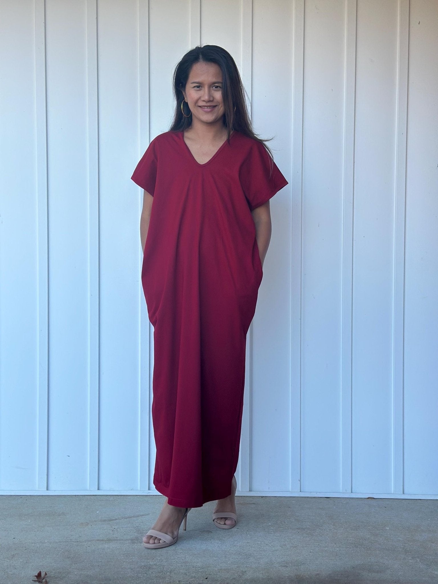 Mala Handworks Alisa Petite Cotton Kaftan in Merlot