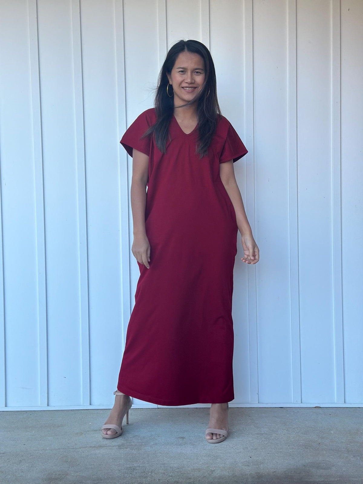 Mala Handworks Alisa Petite Cotton Kaftan in Merlot