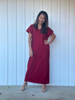 Mala Handworks Alisa Petite Cotton Kaftan in Merlot