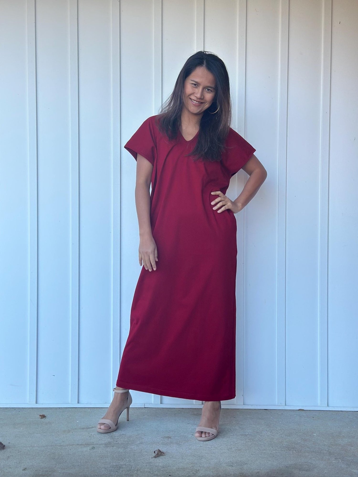 Mala Handworks Alisa Petite Cotton Kaftan in Merlot
