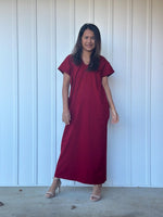 Mala Handworks Alisa Petite Cotton Kaftan in Merlot