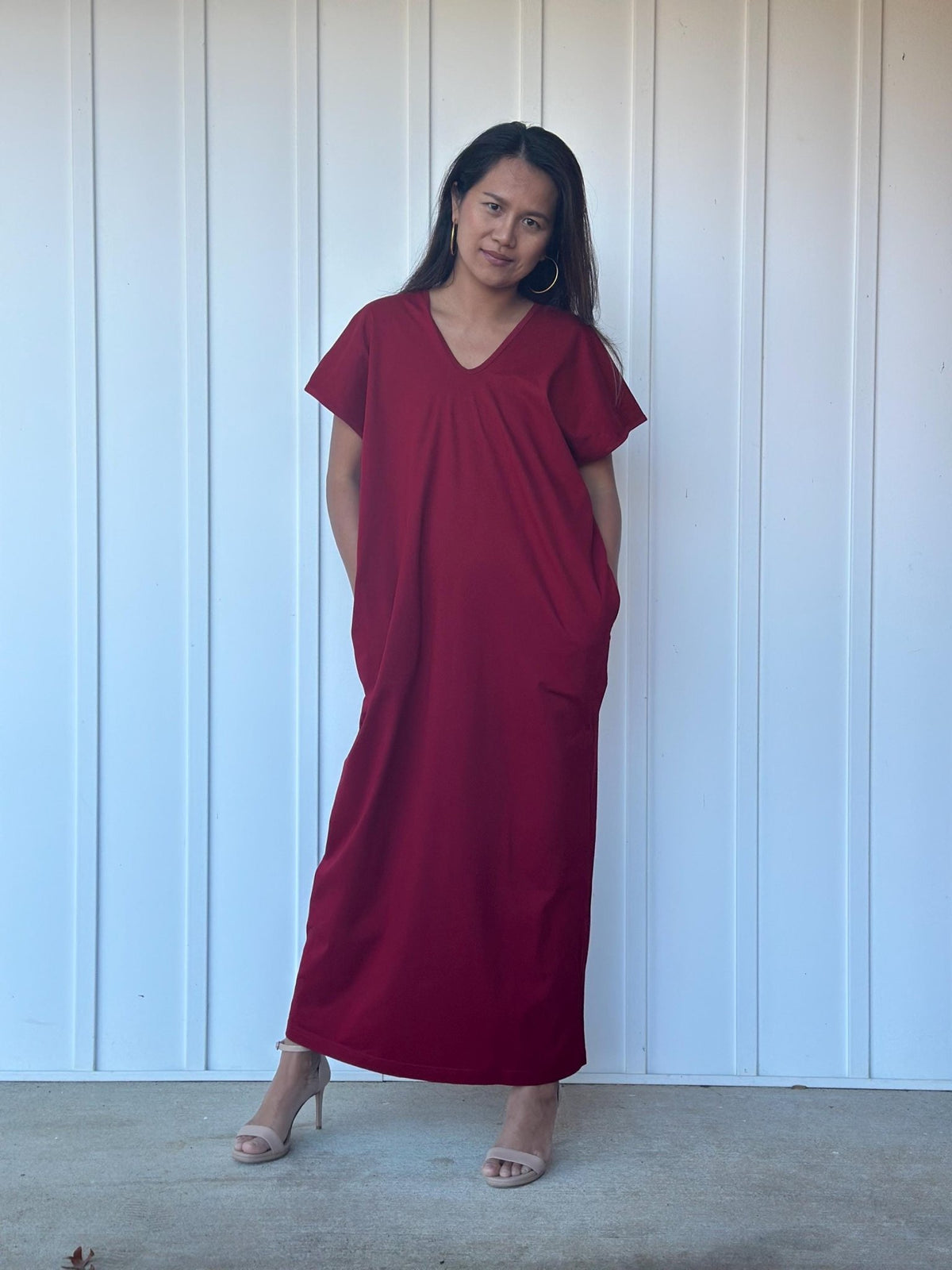 Mala Handworks Alisa Petite Cotton Kaftan in Merlot