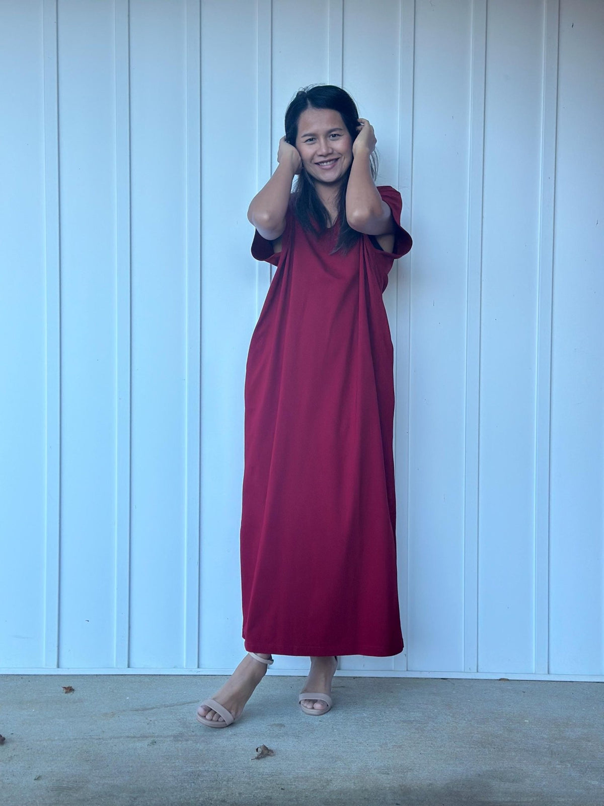 Mala Handworks Alisa Petite Cotton Kaftan in Merlot