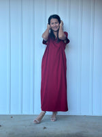 Mala Handworks Alisa Petite Cotton Kaftan in Merlot