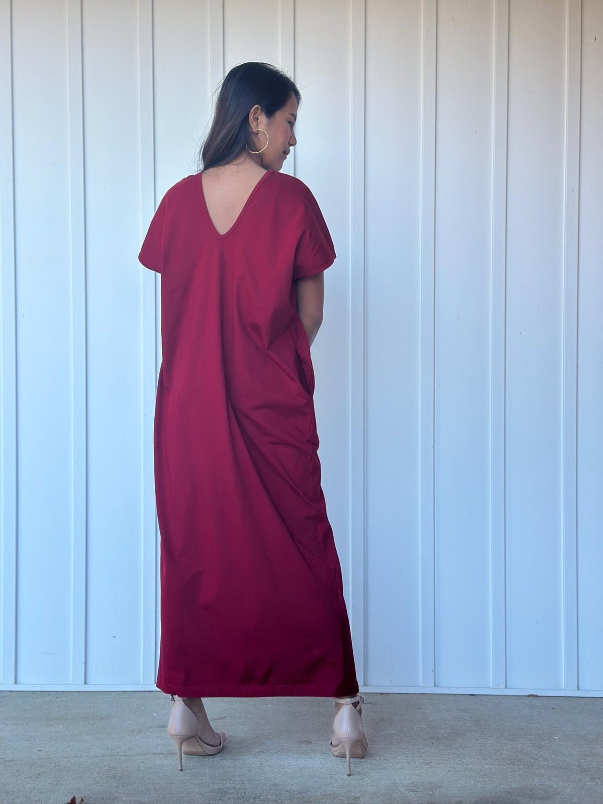 Mala Handworks Alisa Petite Cotton Kaftan in Merlot