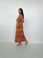 Mala Handworks Alisa Petite Cotton Kaftan in Olive and Orange Tie Dye