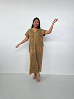 Mala Handworks Alisa Petite Cotton Kaftan in Olive Tie Dye