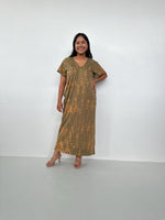 Mala Handworks Alisa Petite Cotton Kaftan in Olive Tie Dye