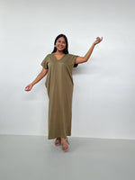 Mala Handworks Alisa Petite Cotton Kaftan in Olive