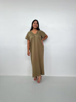 Mala Handworks Alisa Petite Cotton Kaftan in Olive