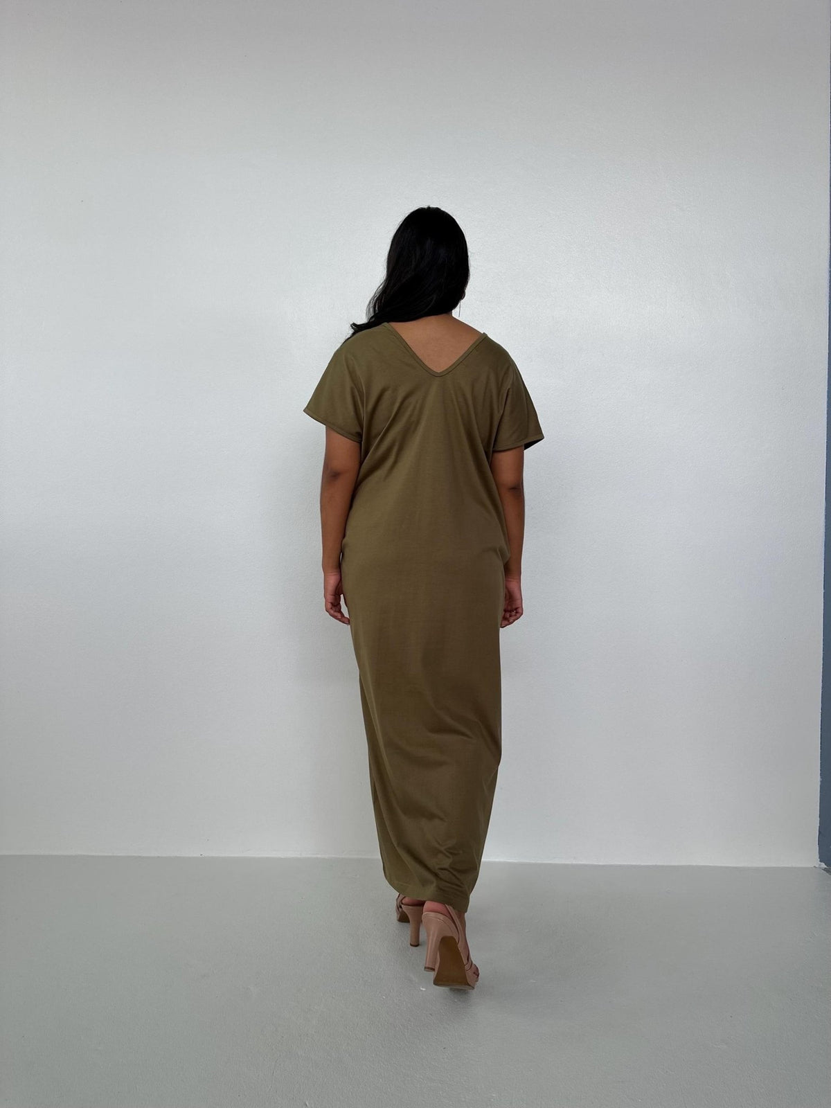 Mala Handworks Alisa Petite Cotton Kaftan in Olive