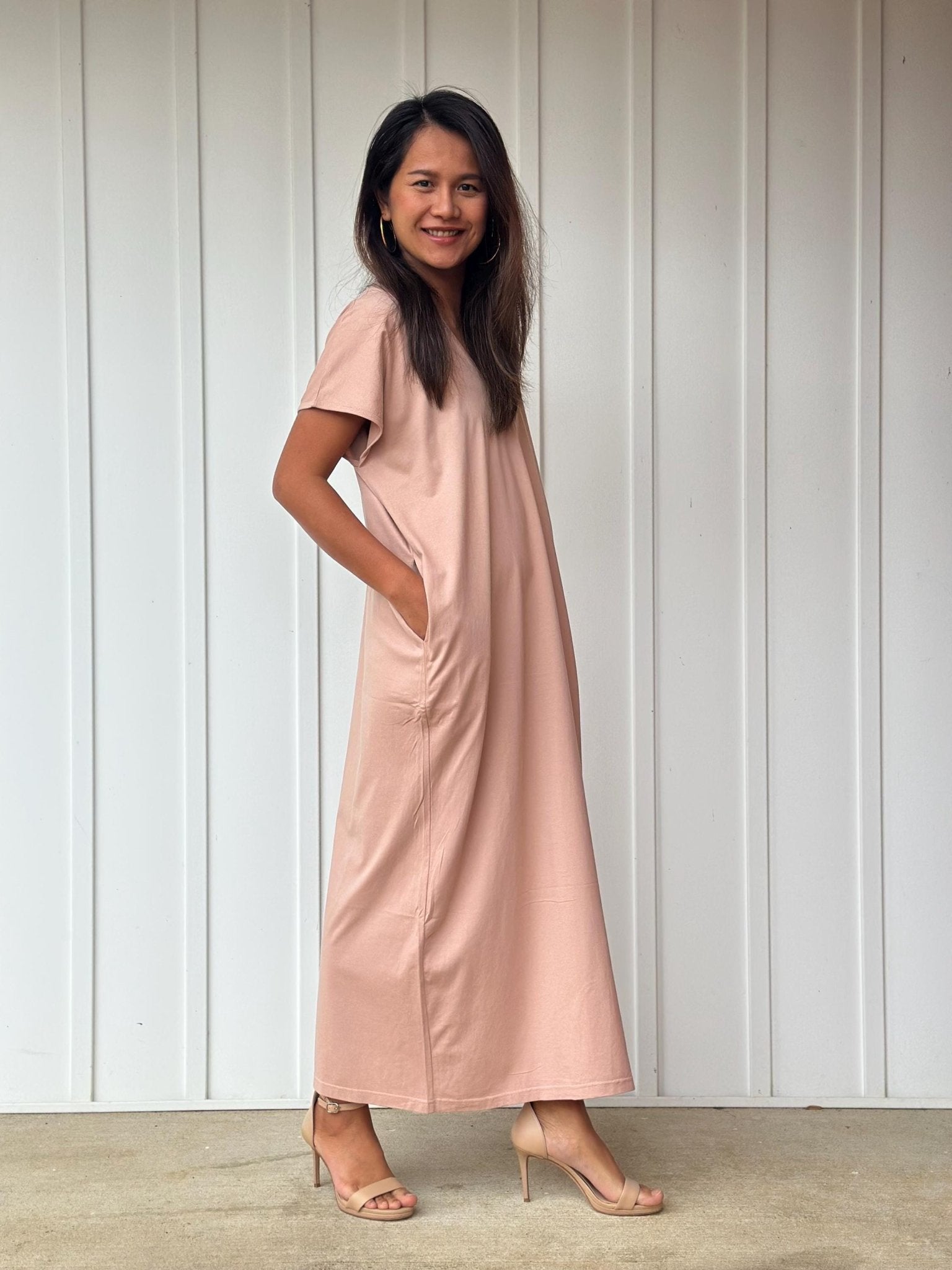 Mala Handworks Alisa Petite Cotton Kaftan in Peach