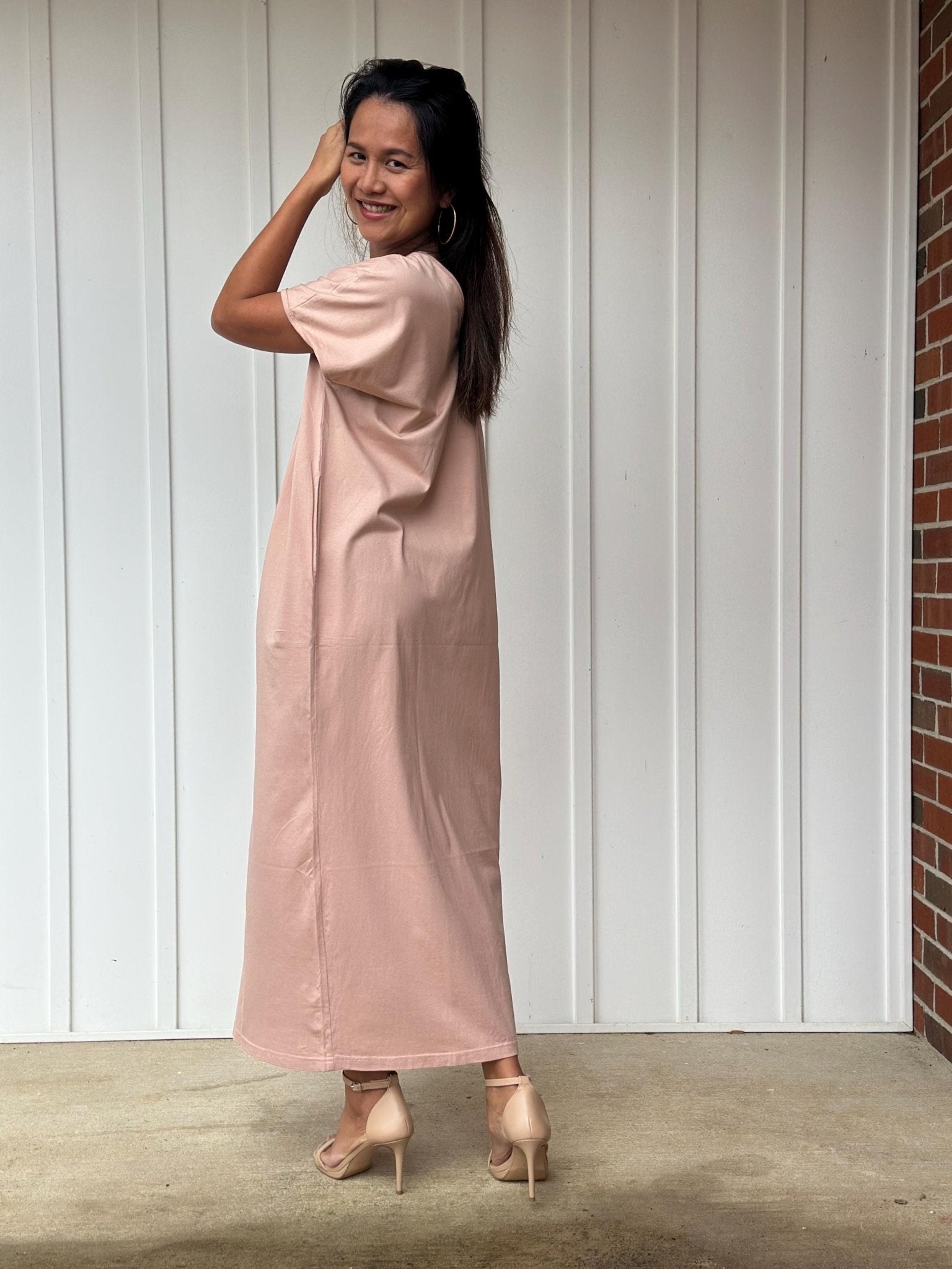 Mala Handworks Alisa Petite Cotton Kaftan in Peach