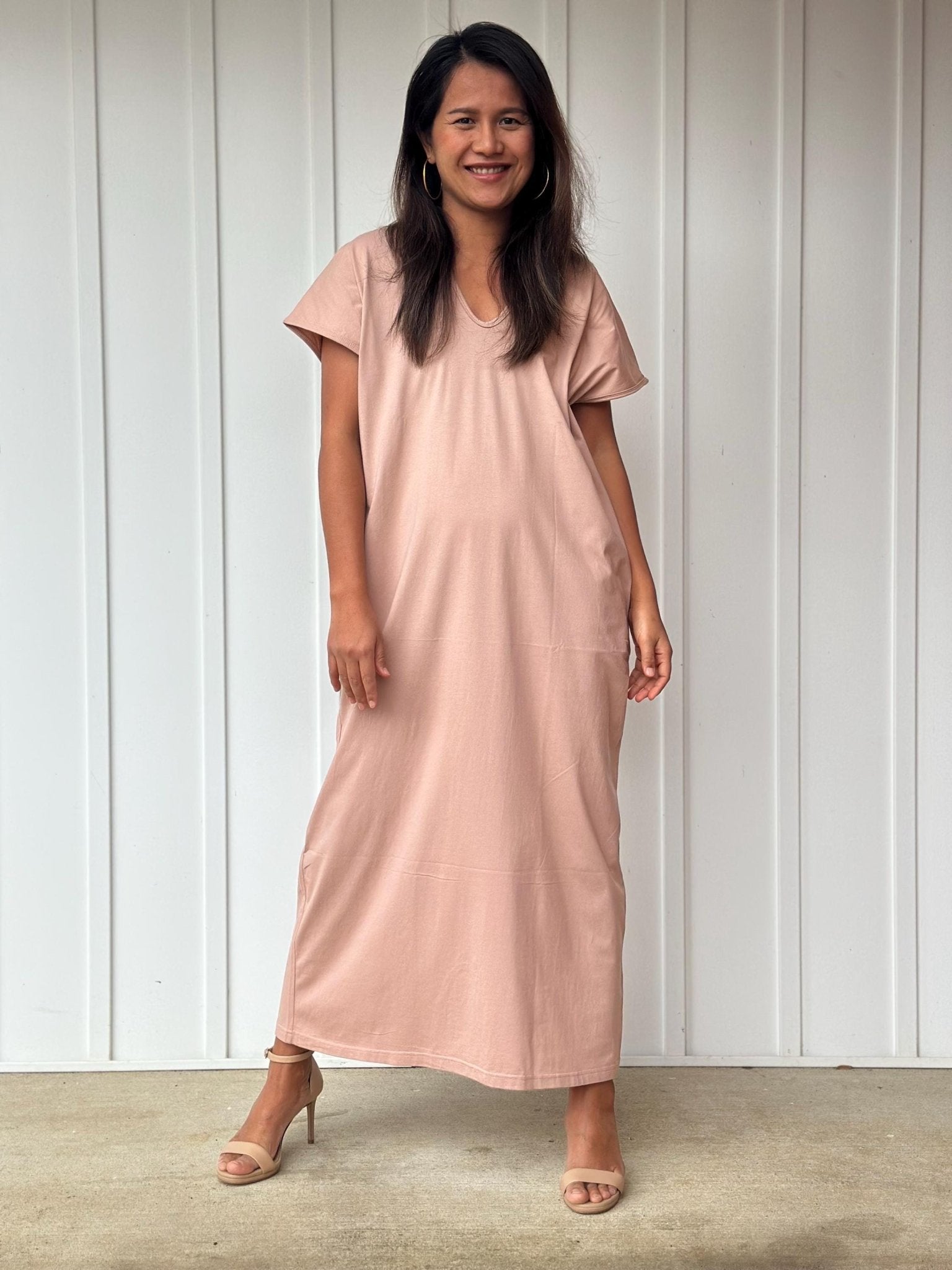 Mala Handworks Alisa Petite Cotton Kaftan in Peach