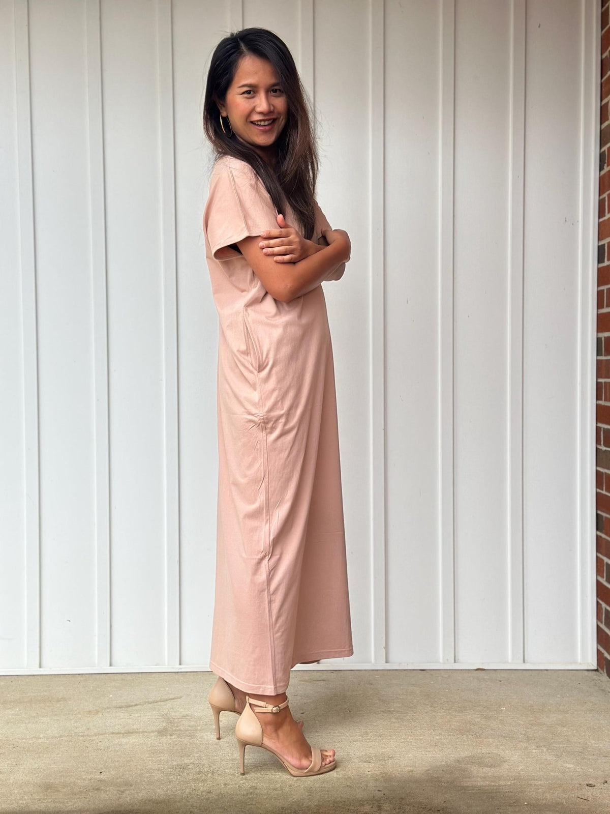 Mala Handworks Alisa Petite Cotton Kaftan in Peach