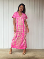Mala Handworks Alisa Petite Cotton Kaftan in Pink Tie Dye