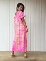 Mala Handworks Alisa Petite Cotton Kaftan in Pink Tie Dye