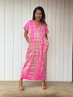 Mala Handworks Alisa Petite Cotton Kaftan in Pink Tie Dye
