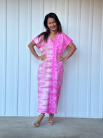 Mala Handworks Alisa Petite Cotton Kaftan in Pink Tie Dye