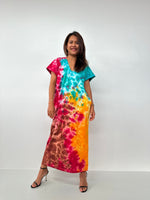 Mala Handworks Alisa Petite Cotton Kaftan in Rainbow Aurora Tie Dye