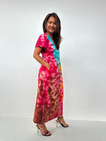 Mala Handworks Alisa Petite Cotton Kaftan in Rainbow Aurora Tie Dye