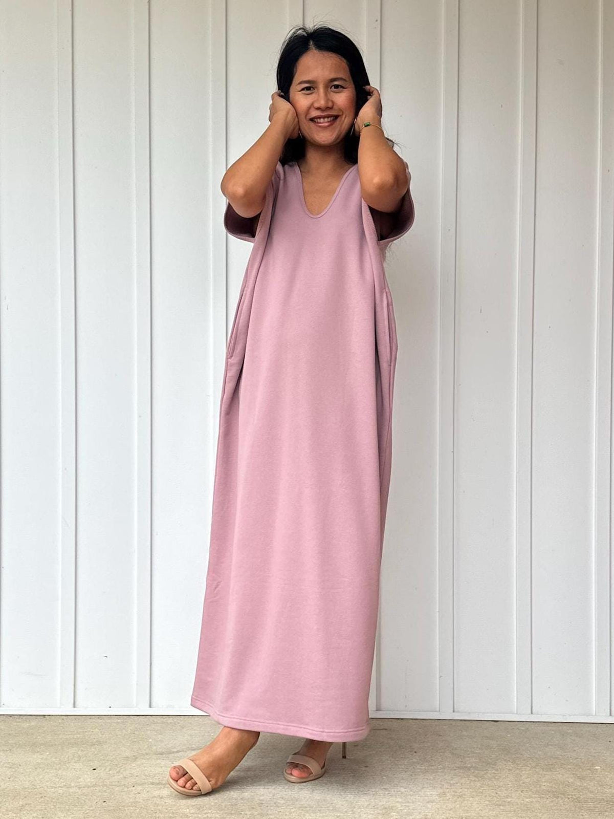 Mala Handworks Alisa Petite Cotton Kaftan in Rose