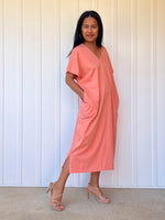 Mala Handworks Alisa Petite Cotton Kaftan in Salmon
