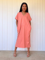 Mala Handworks Alisa Petite Cotton Kaftan in Salmon