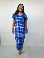 Mala Handworks Alisa Petite Cotton Kaftan in Sapphire Tie Dye