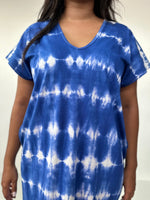 Mala Handworks Alisa Petite Cotton Kaftan in Sapphire Tie Dye
