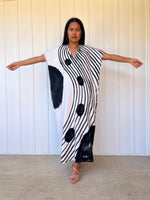 Mala Handworks Alisa Petite Cotton Kaftan in White with Hand-Painted Batik Design