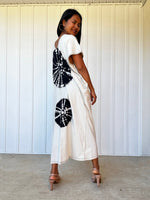 Mala Handworks Alisa Petite Cotton Kaftan in White with Hand-Painted Sand Dollars