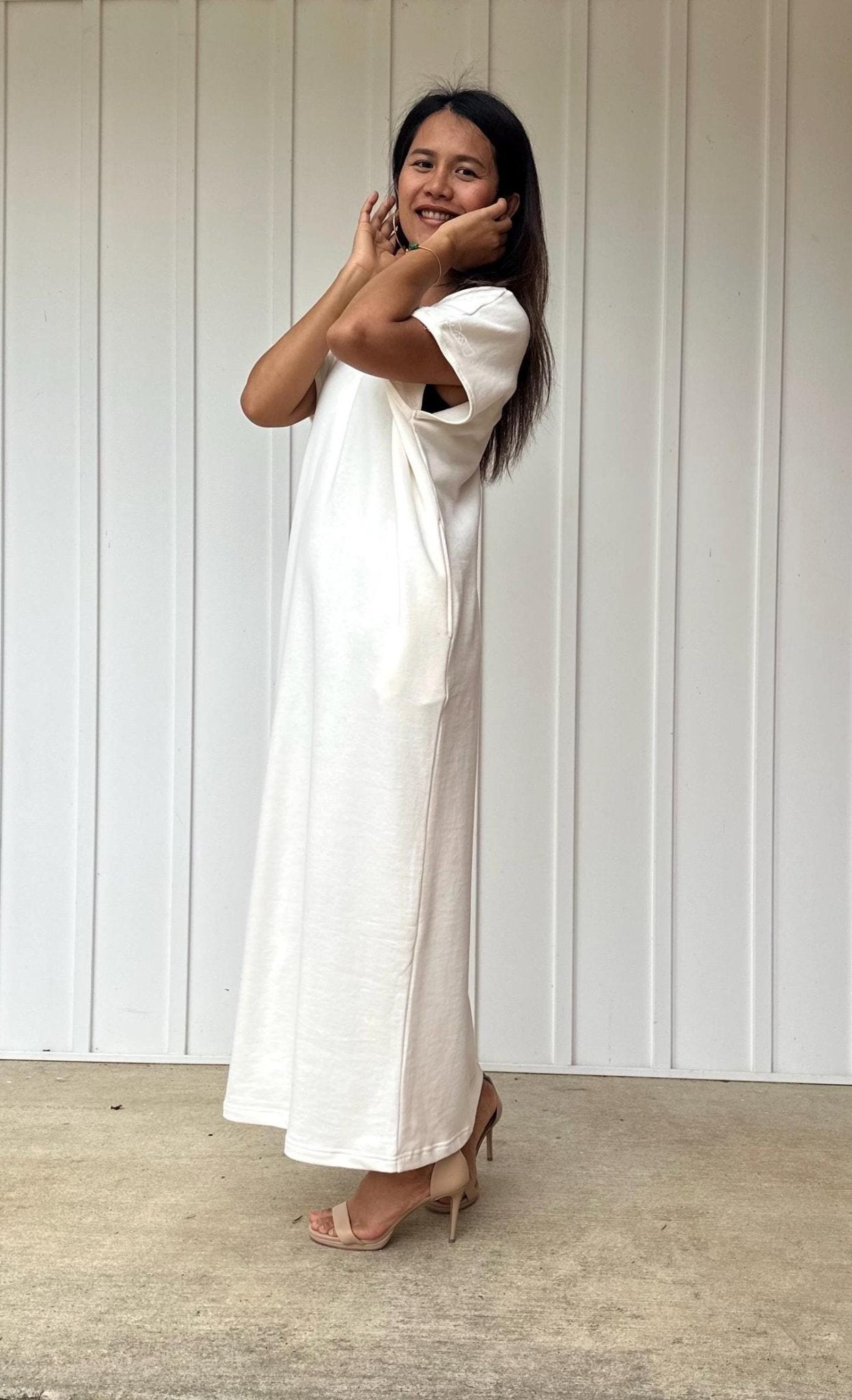 Mala Handworks Alisa Petite Cotton Kaftan in White